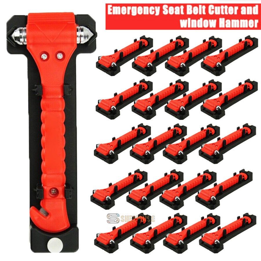 2-in-1 Escape Car Safety Hammer Tool with Window Breaker & Seat Belt Cutter-USA