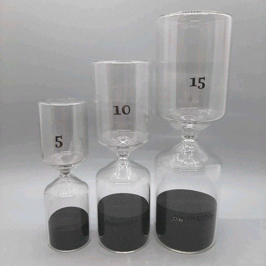 Cosentino Sand Timer 15 Minutes, 10 Minutes, 5 Minutes, Black Sand Hourglass