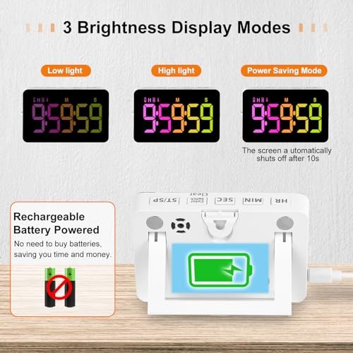 Kitchen Digital Timer, Count Down Up, Rechargeable, Vibration Mode .Rgb