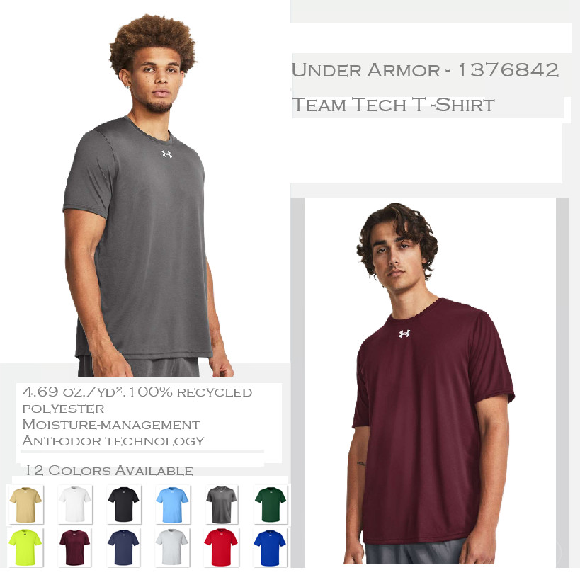 Under Armour - 1376842 UA Anti-Odor Performance Team Tech T-Shirt NWT!