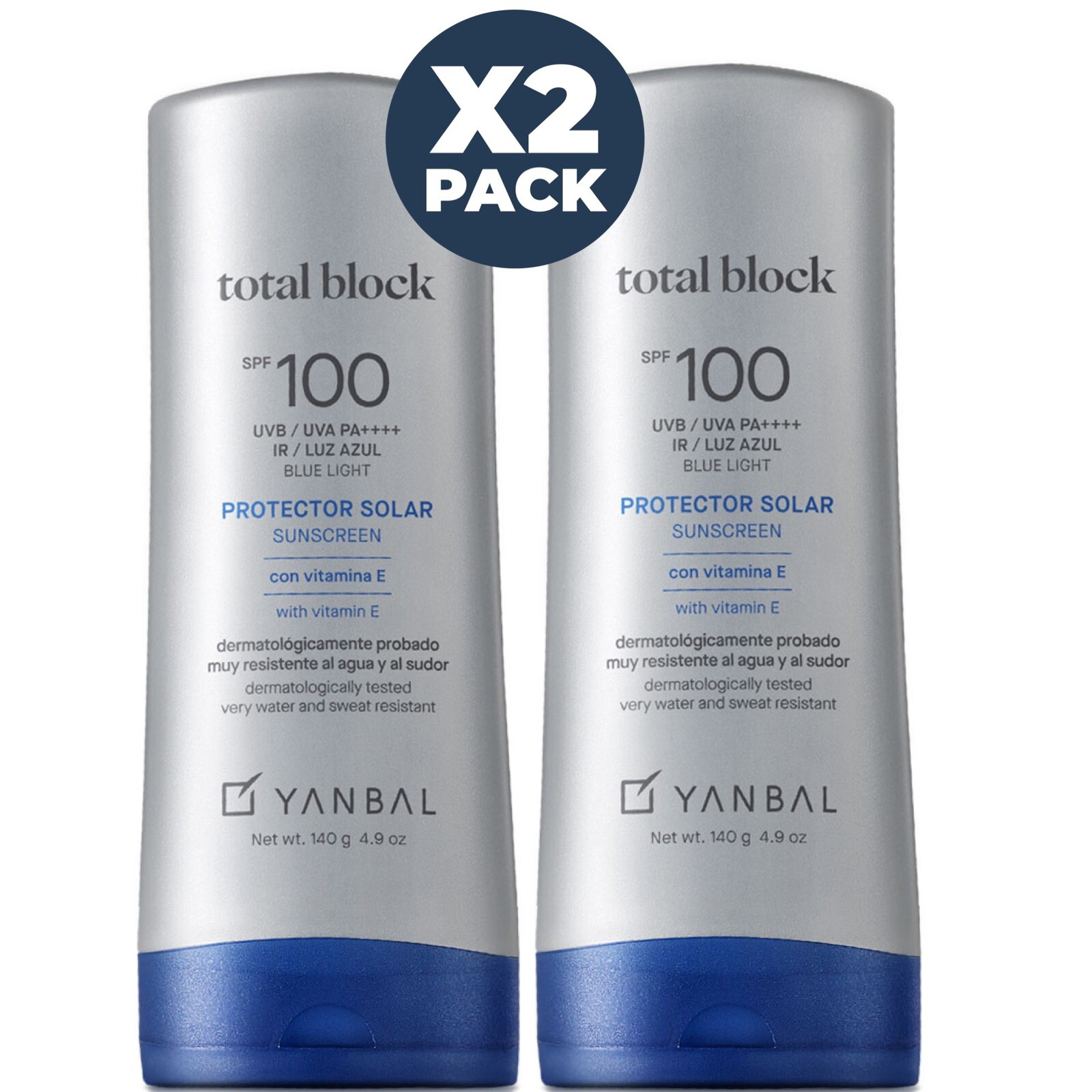 Pack Of 2 Jumbo Total Block SPF 100 / Protector Solar  Yanbal.