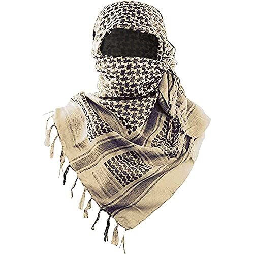 Military Shemagh Tactical Desert Scarf / 100% Cotton Keffiyeh Scarf Wrap for Men
