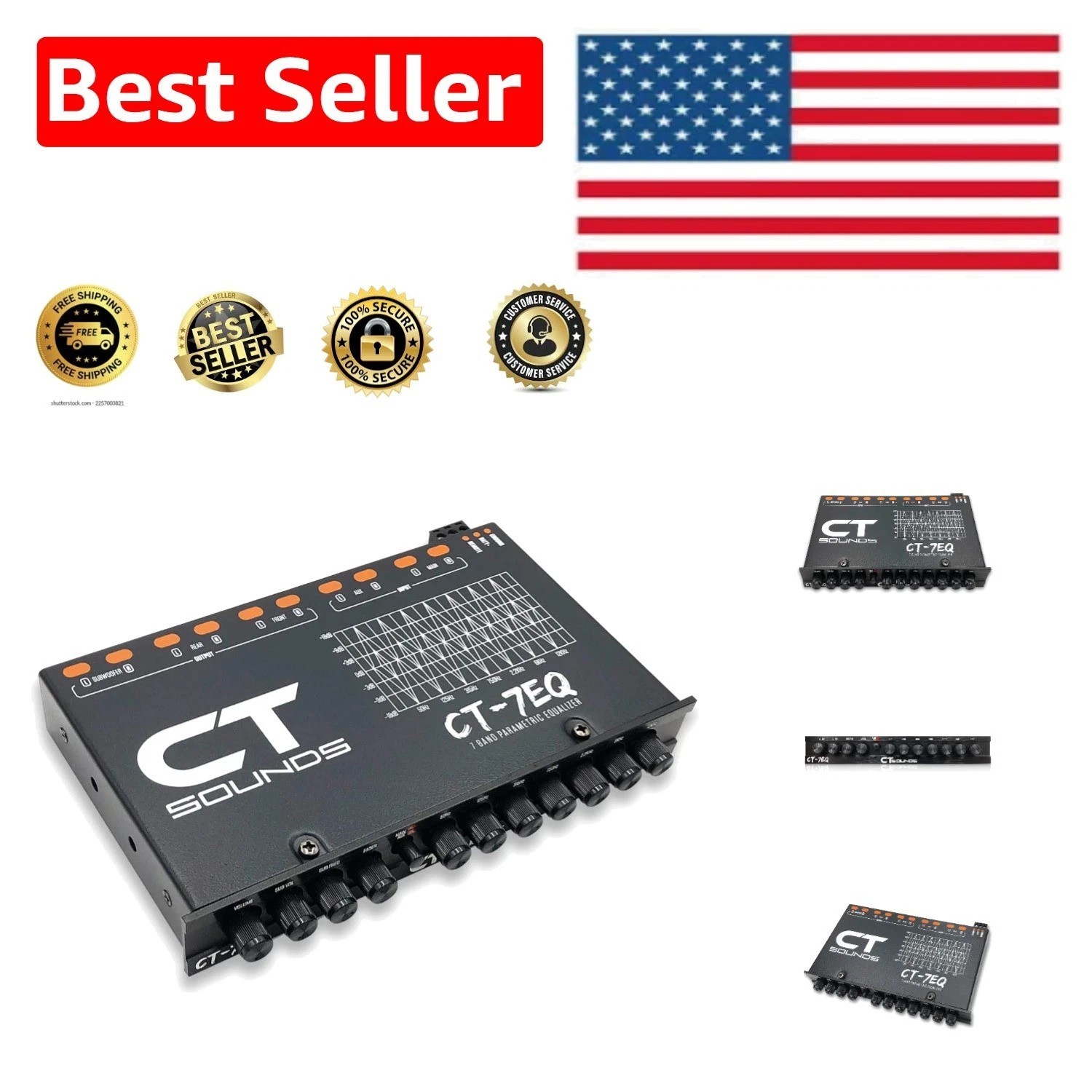 1/2 Din Parametric Car Audio Equalizer with 7 Bands - Perfect for Audiophiles