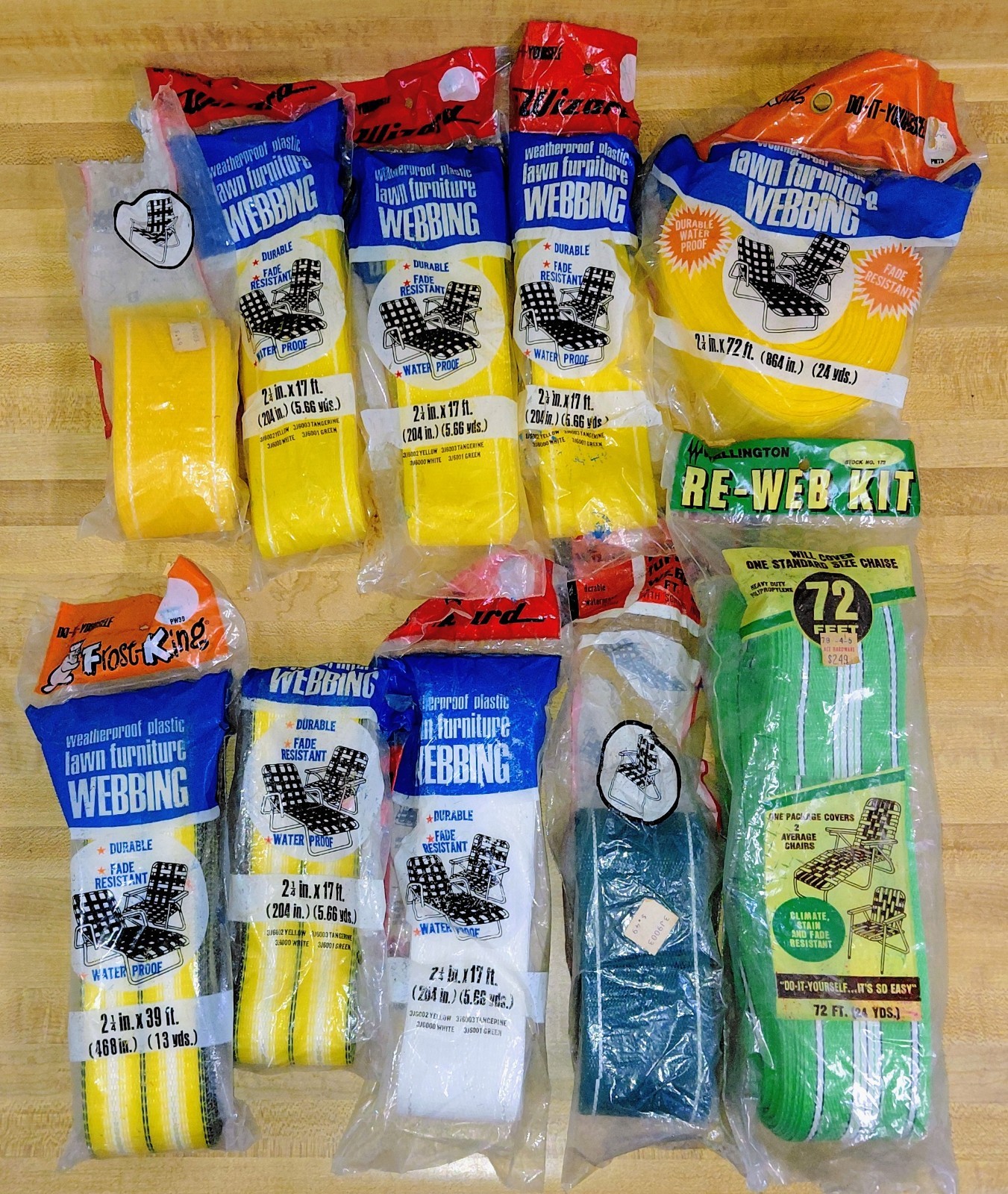 Vintage Lawn Chair Rewebbing Kits 305+ Ft Lot of 10 Lawn Chair Webbing