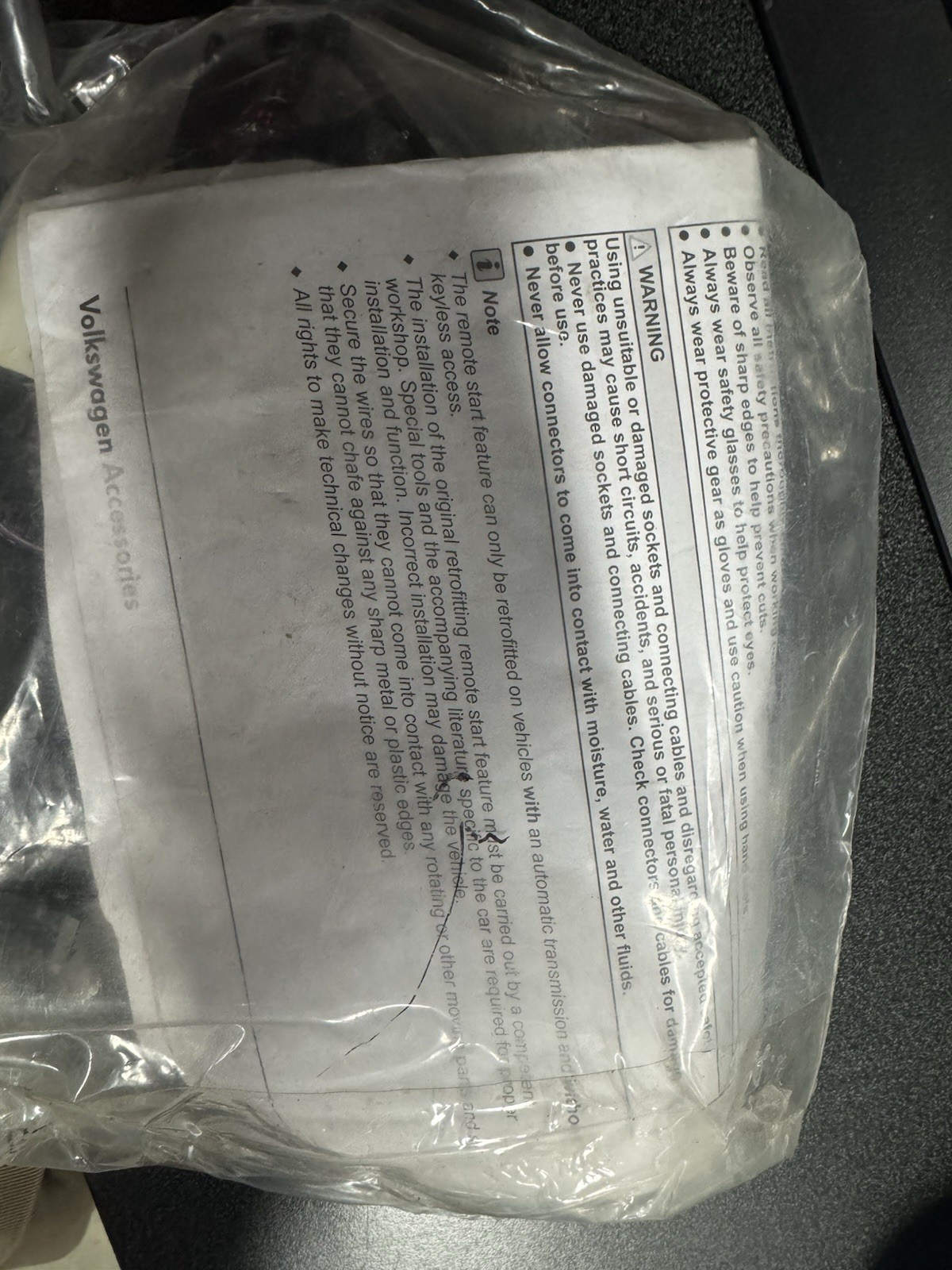Remote Engine Start Harness 2012-2015 Passat