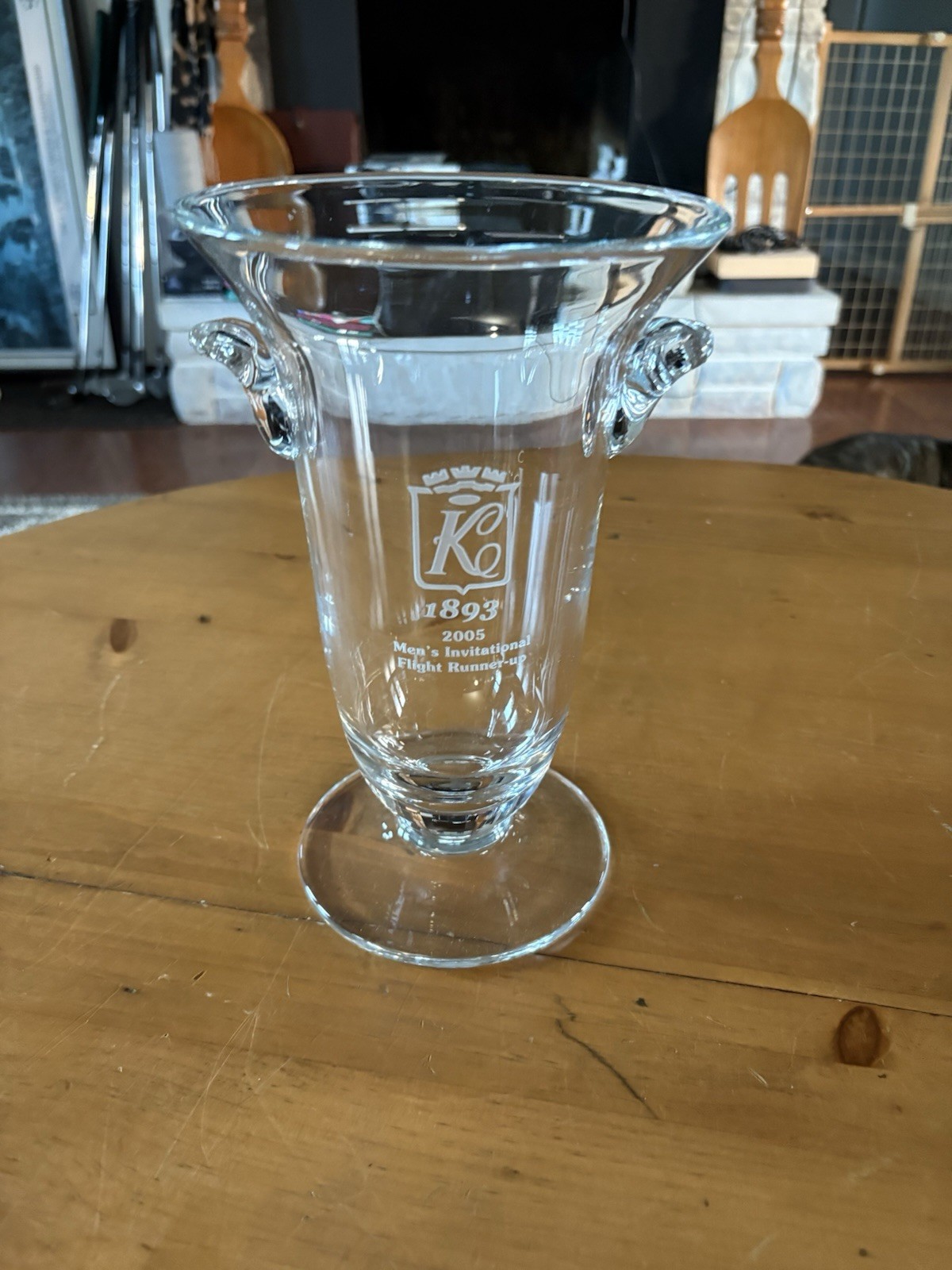 Golf Trophy Kahkwa Country Club-PA-2005-Men’s Invitational Etched Glass-EUC!