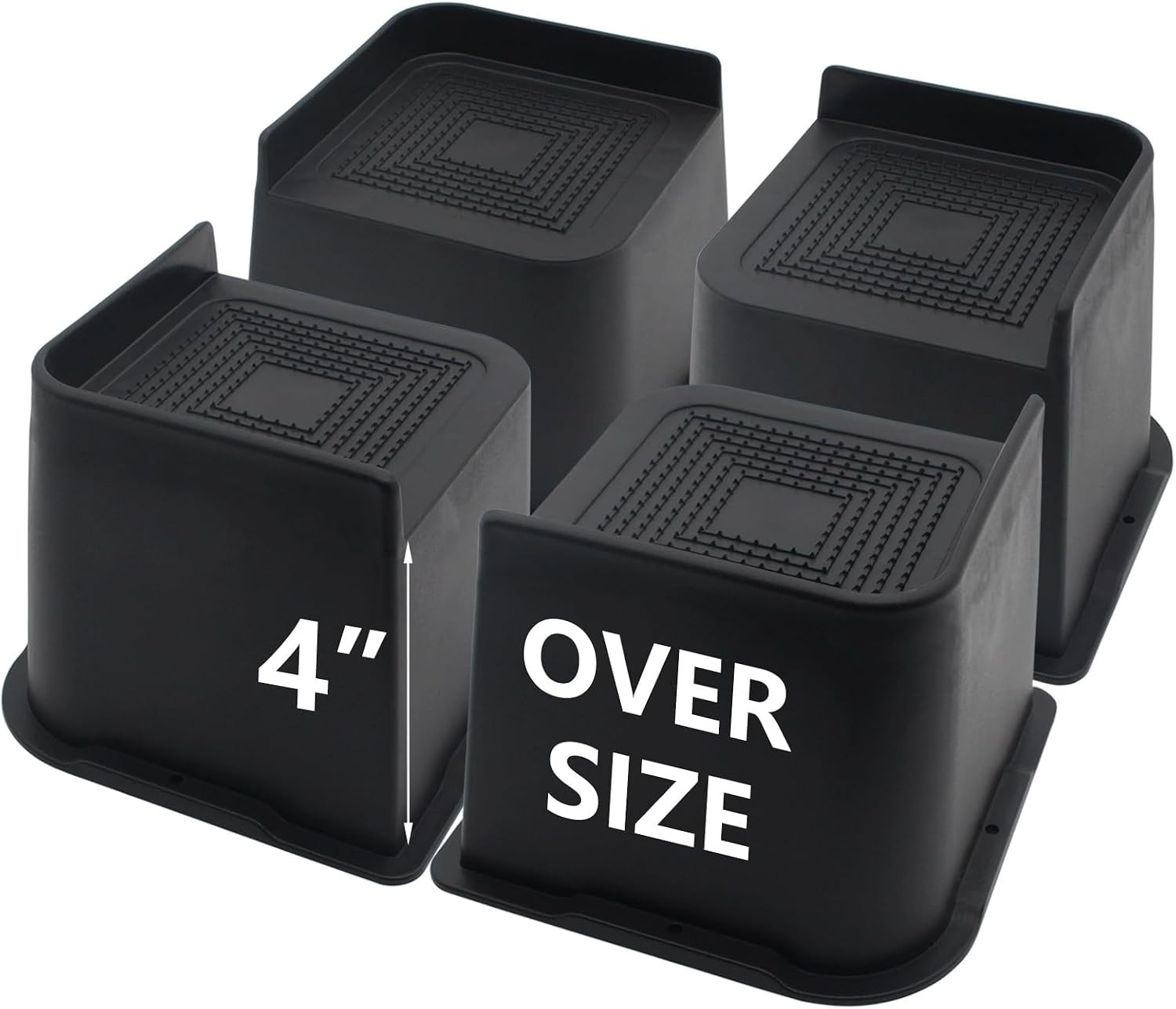 Bed Risers 4 inch Heavy Duty 4 Pack Oversized Furniture Risers 6 inch Black Bed