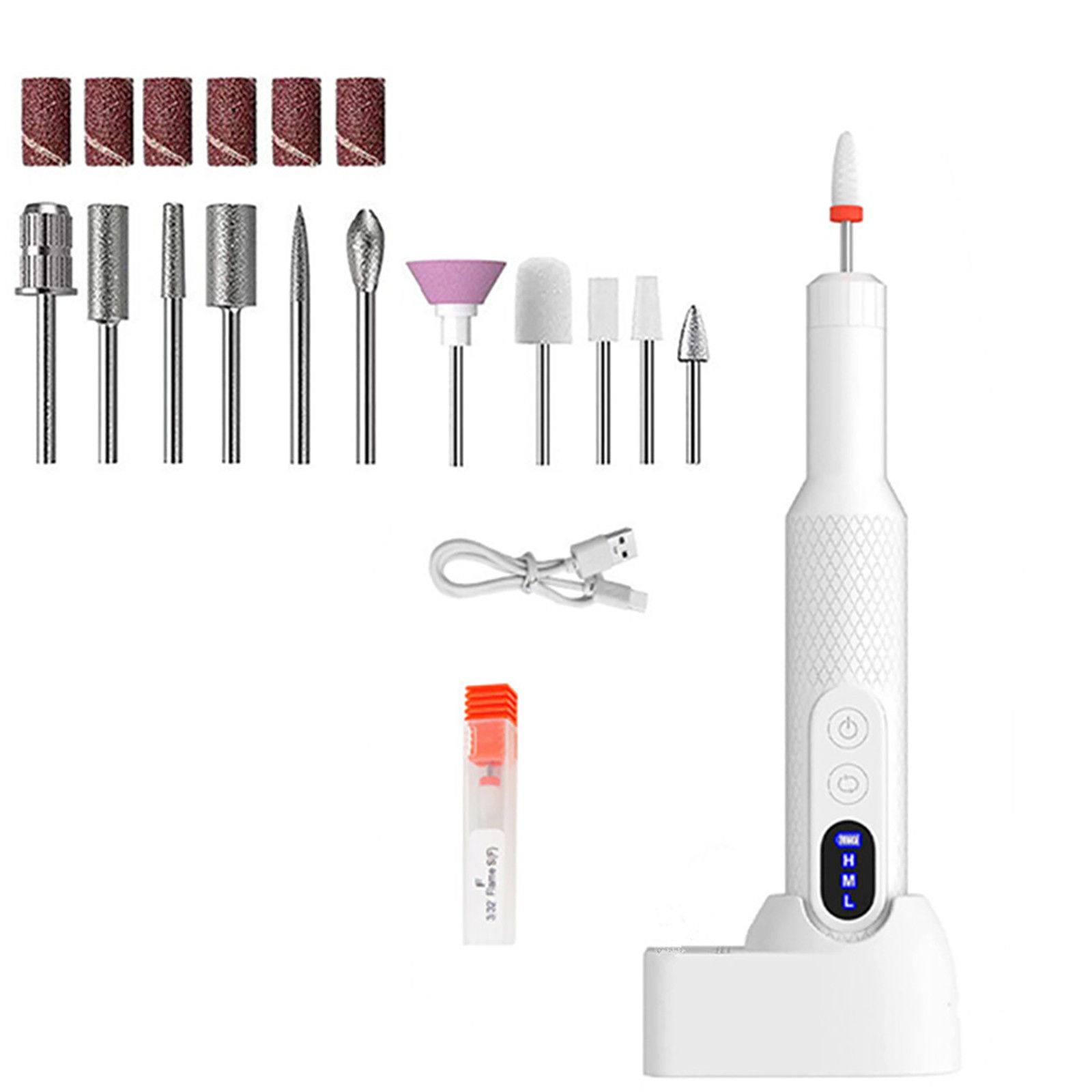 1 Set Portable Multifunctional Electric Nail Drill File Manicure Accessories