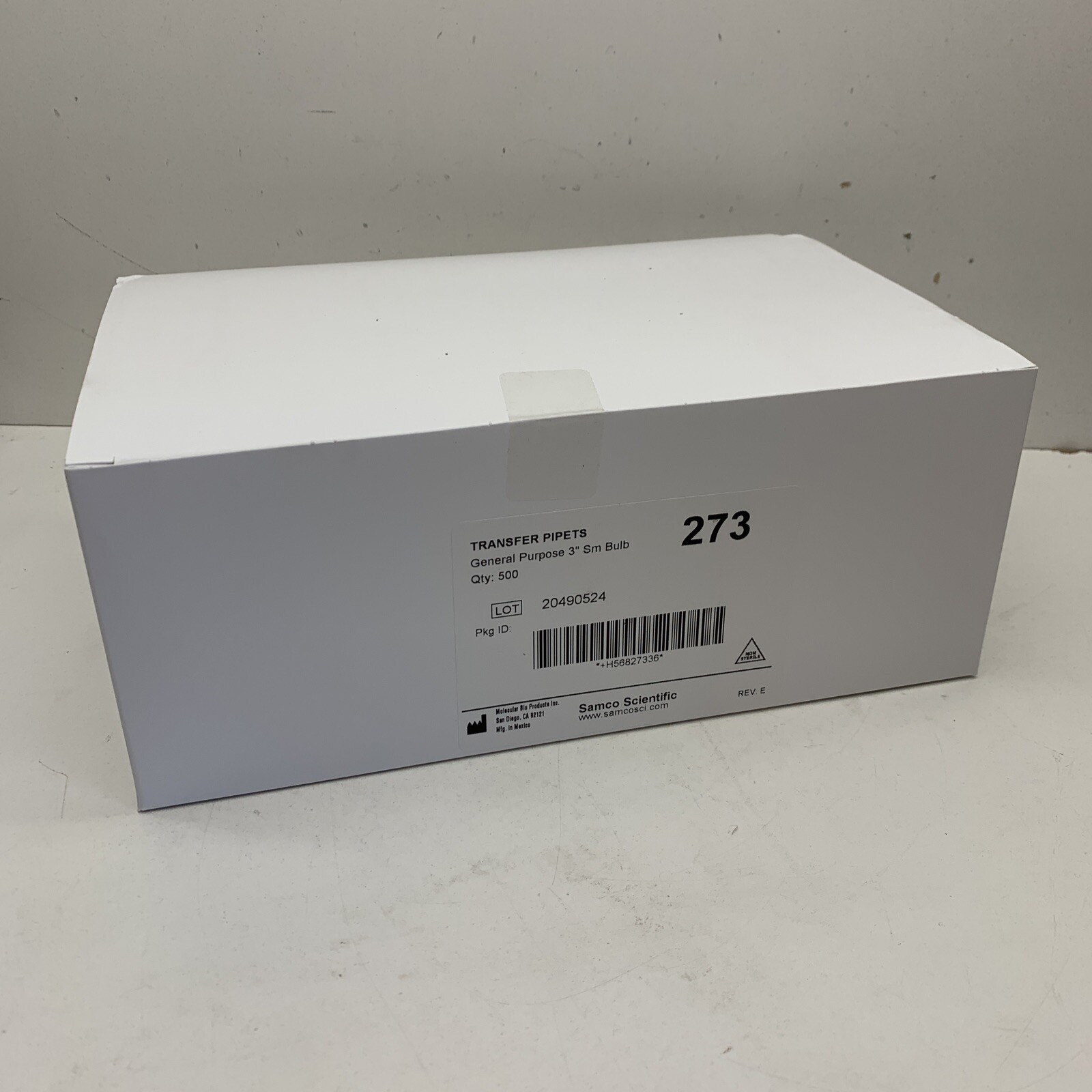 (500-Pack) Samco 273 General Purpose 3" Transfer Pipets 0.9mL Draw, 1.8mL Volume