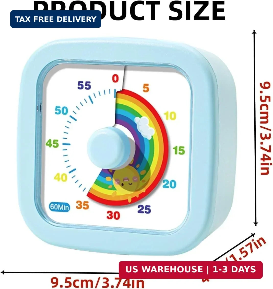 60 Minute Visual Timer for Kids and Adults, Non-Ticking Kids Timer, Visual Count