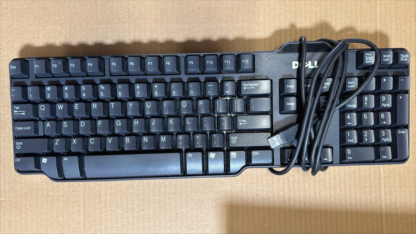 Dell RT7D50 W7658 USB Wired Keyboard Black Full Size PC Keyboard Tested