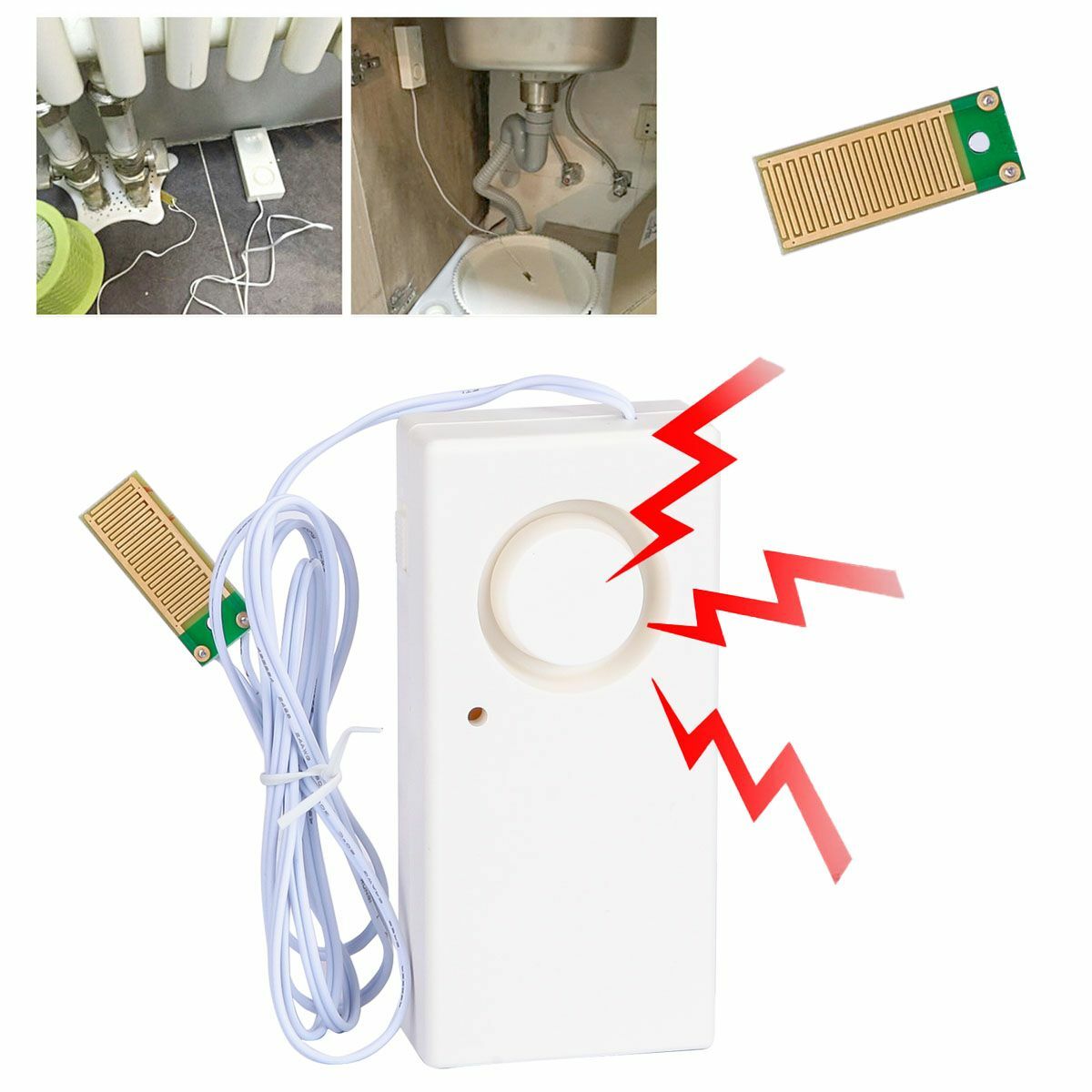 120db Water Leak Alarm Flood Level Overflow Detector Sensor Home Security Alert