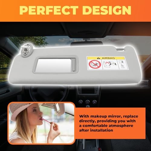 Gray Sun Visor Left Driver Side Compatible with GX460 2010-2023 74320-60D22-A0