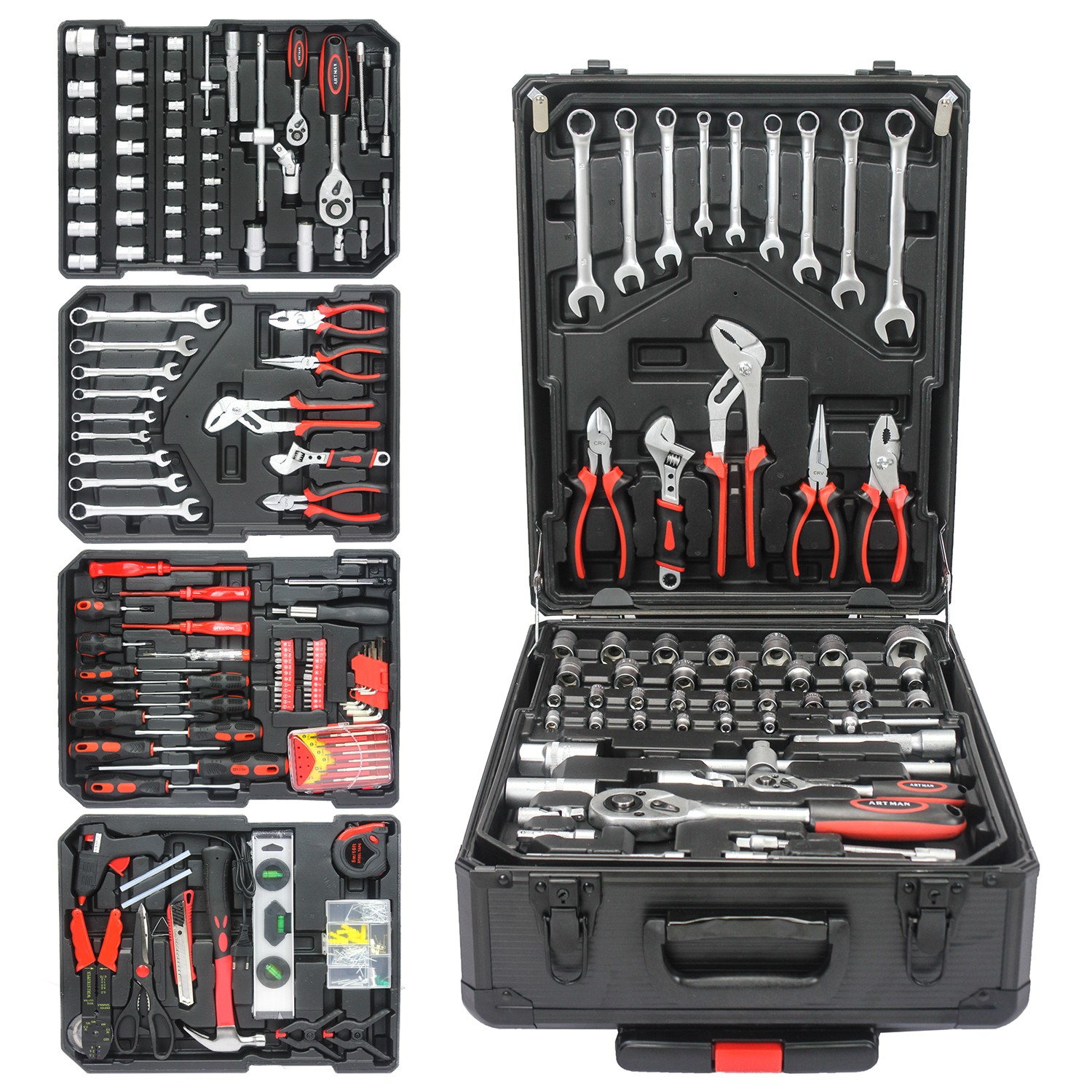 899-Piece Home Repair Tool Set w/ Rolling Plastic Toolbox, 4 Drawers, Black