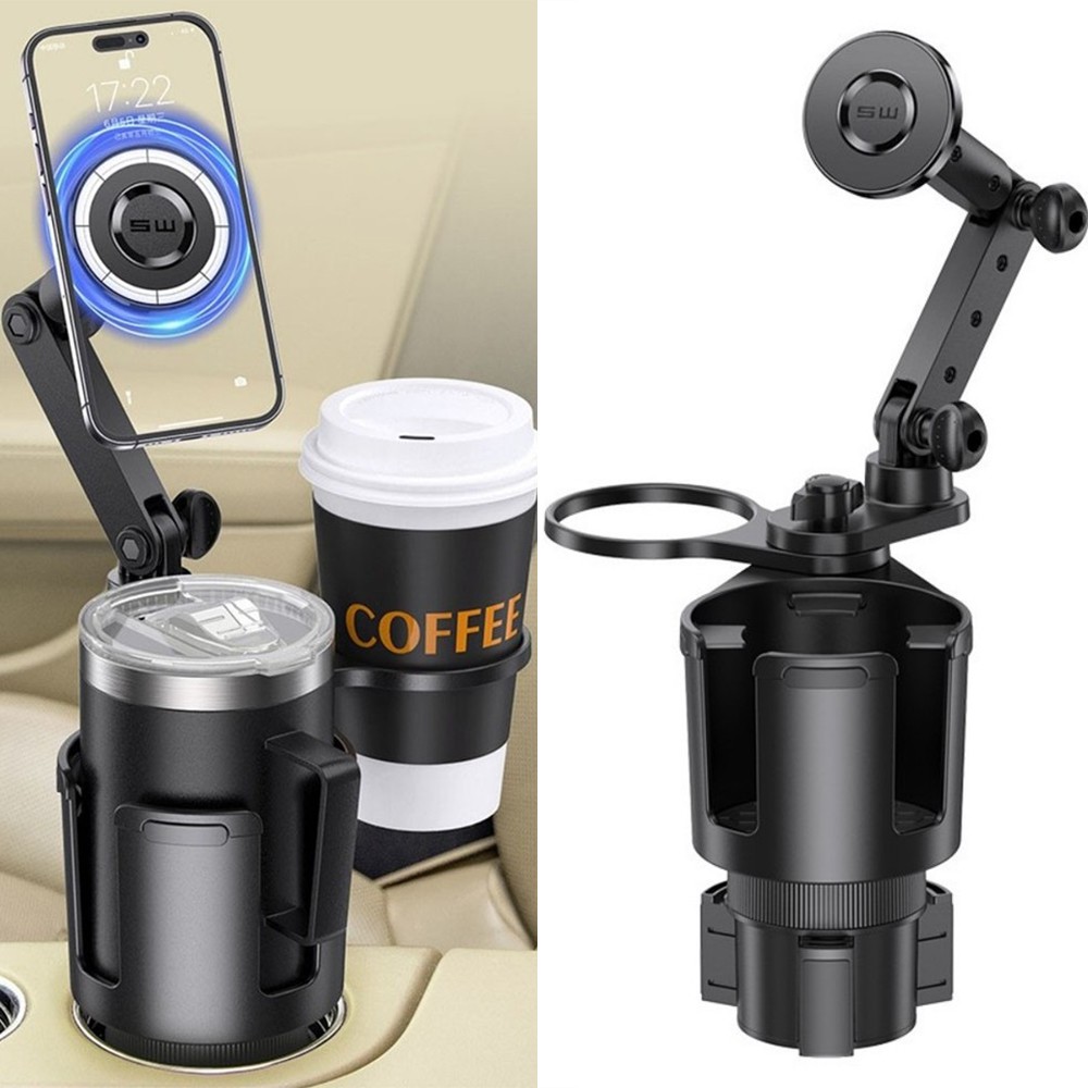 2-in-1 Magnetic Car Cup Holder Phone Mount with Expandable Base Drink Holder USA
