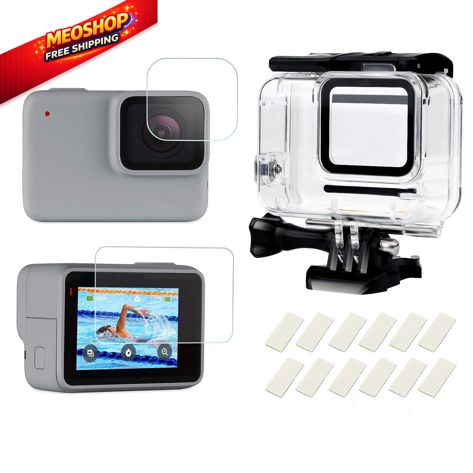 D&F Waterproof Housing Case for HERO7 White & Hero 7 Silver, 30M white