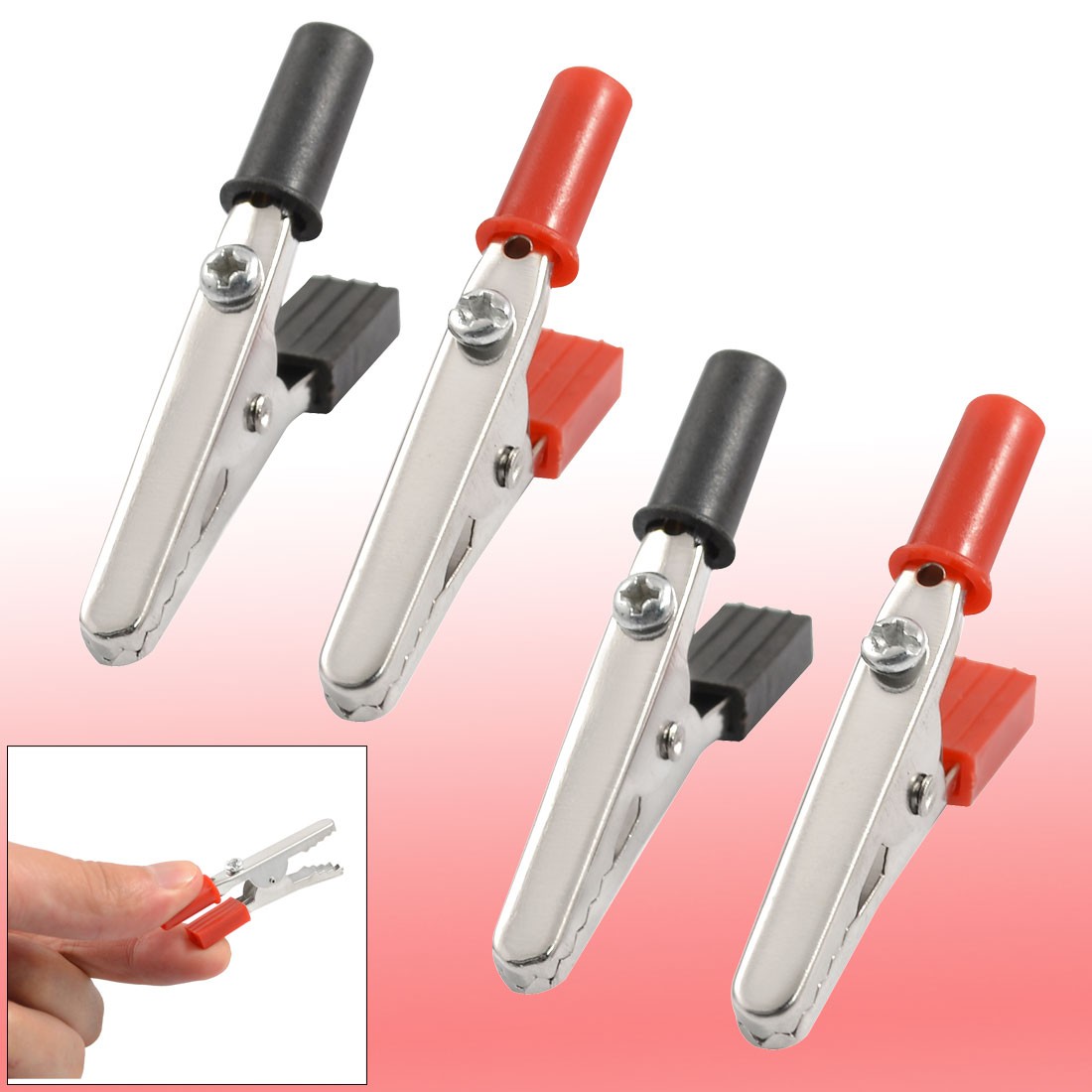 2.1" Plastic Handle Test Lead Battery Alligator Clips Clamps x 12
