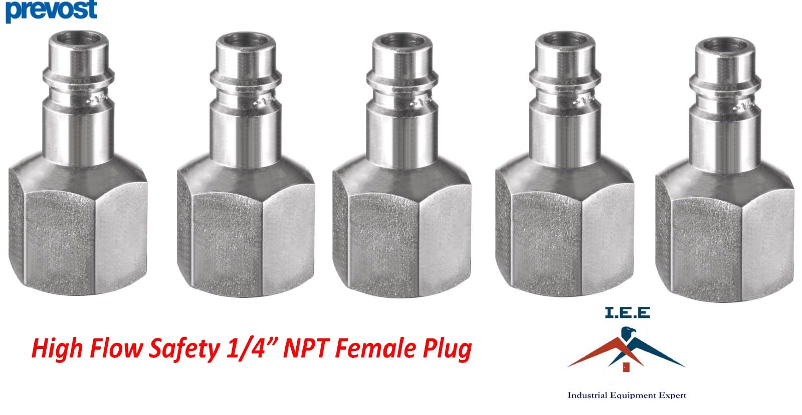5 Pack Prevost 1/4" NPT High Flow Safety Tapered Female Thread Plug ERP 076201