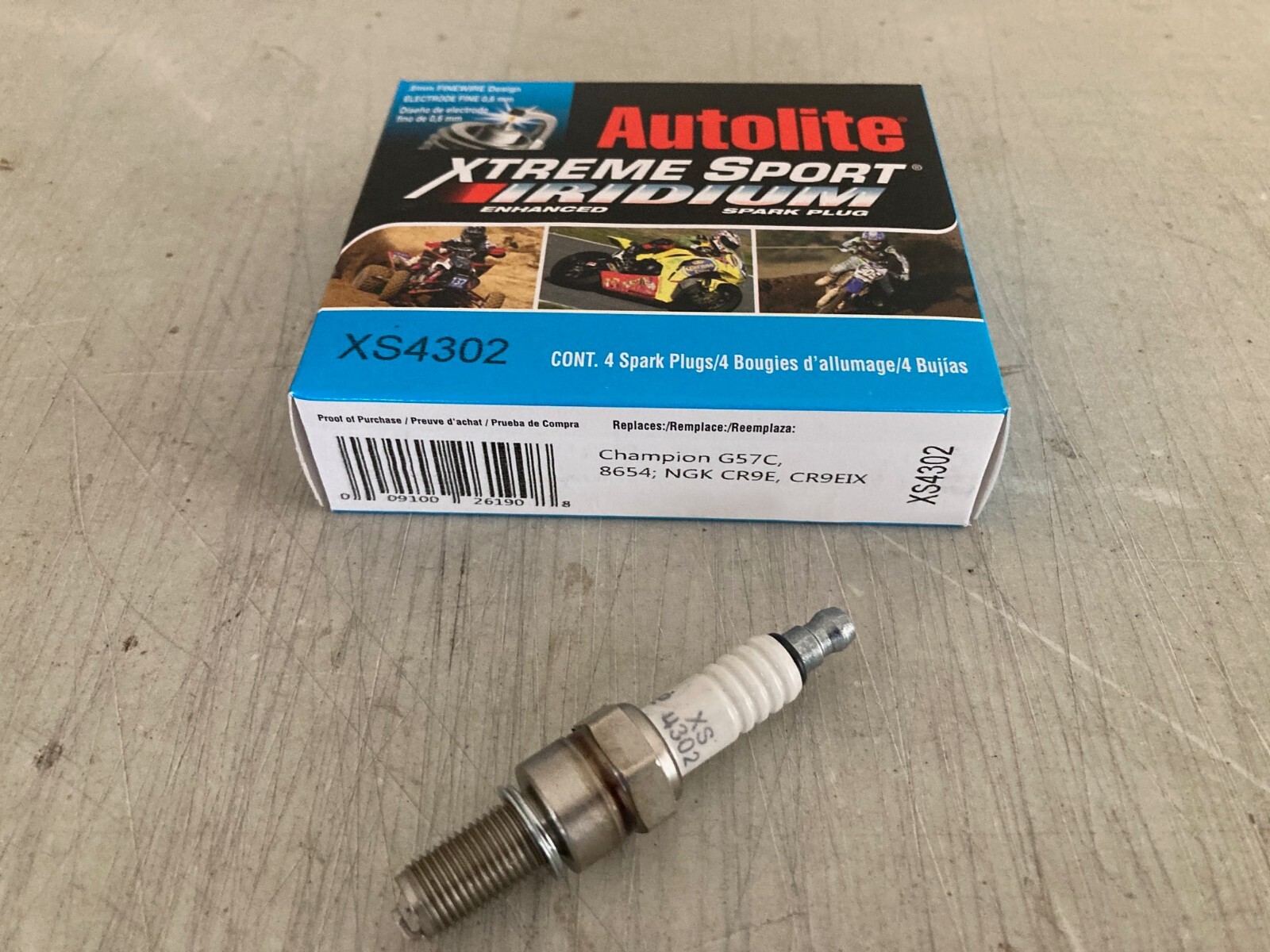 FOUR(4)Autolite XS4302 Iridium Spark Plug BOX fits Champion Q57C NGK CR9E CR9EIX