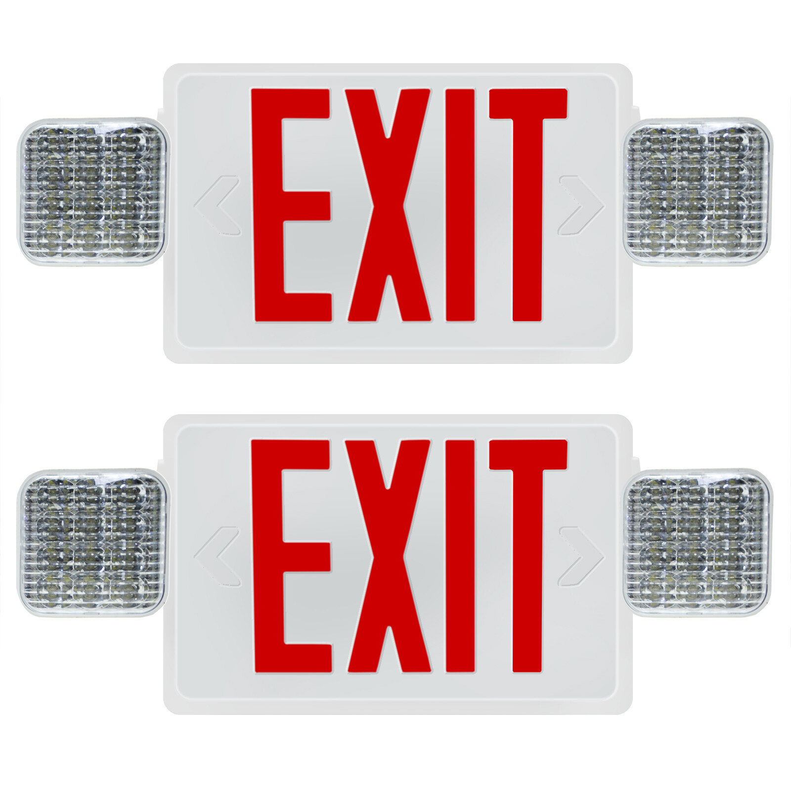2Pack LED Exit Sign Emergency Light Compact Combo UL listed Battery Backup (red)