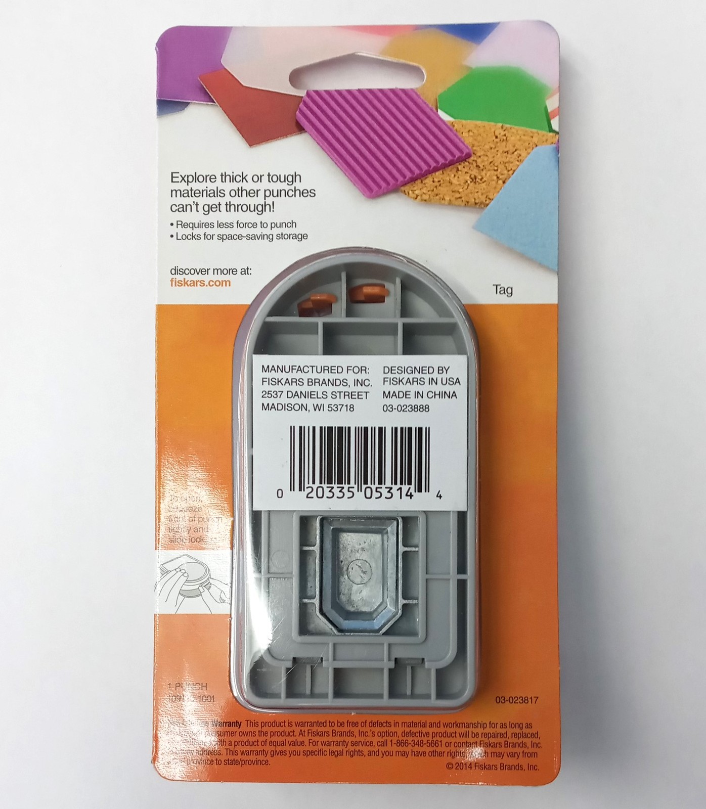 Fiskars Punch Thick Tag 1" Crafting Punch 109130