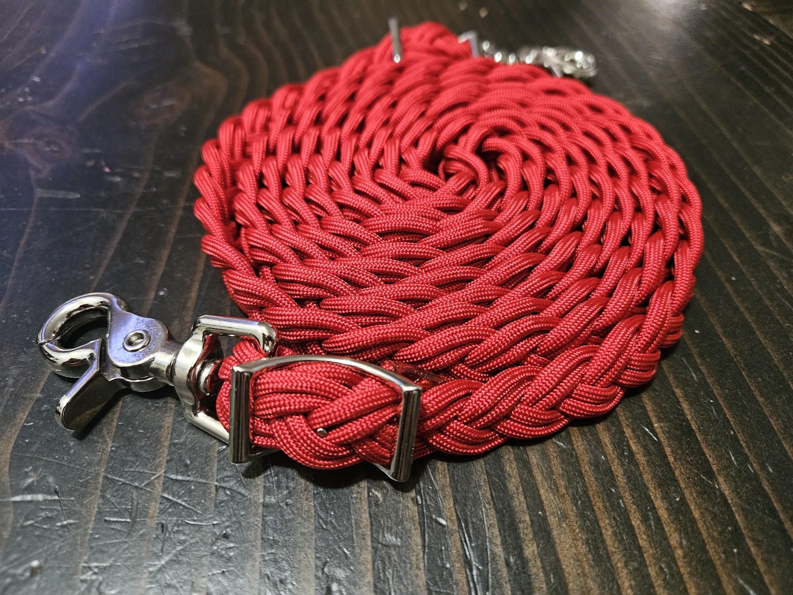 8 Foot Loop Paracord Reins Solid Red Quick Change