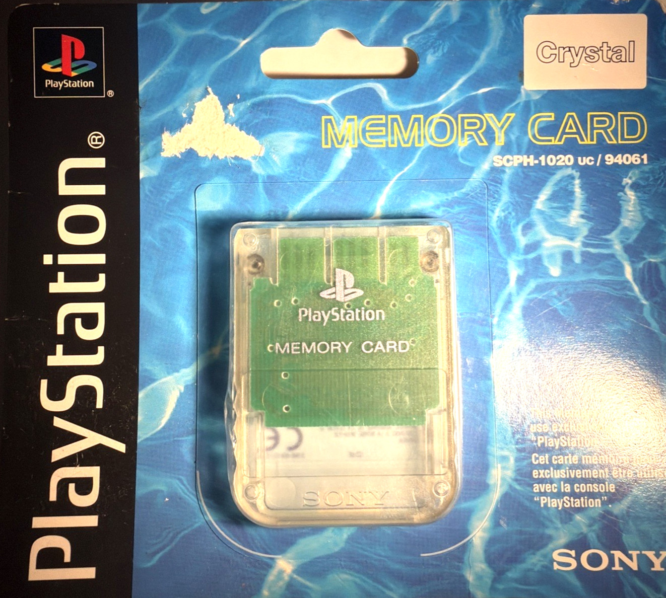PlayStation 1 Crystal Clear Sony PS1 Genuine Memory Card OEM SCPH-1020 Sealed