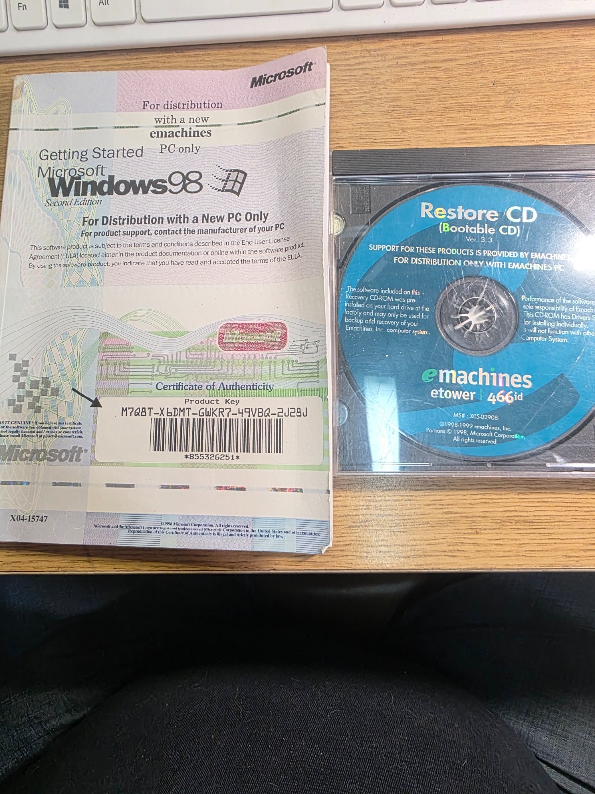 Emachines Restore CD and book. Version 3.3