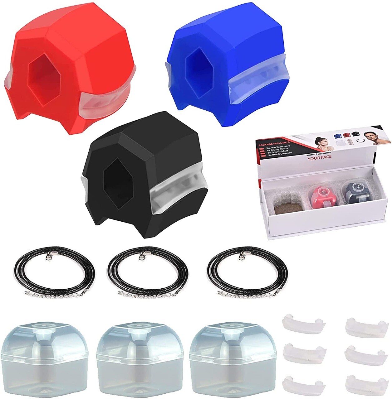 Jaw Exerciser pack of 3 for Men/Women to Enhance, Slim & Tone your Jaw - MixiPIK