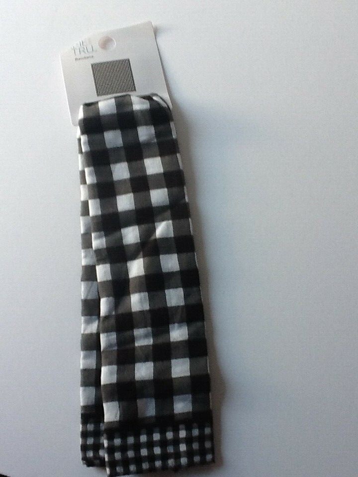 NEW! Time & Tru Bandana Scarf Black & White Checked One Size 100% Cotton Square