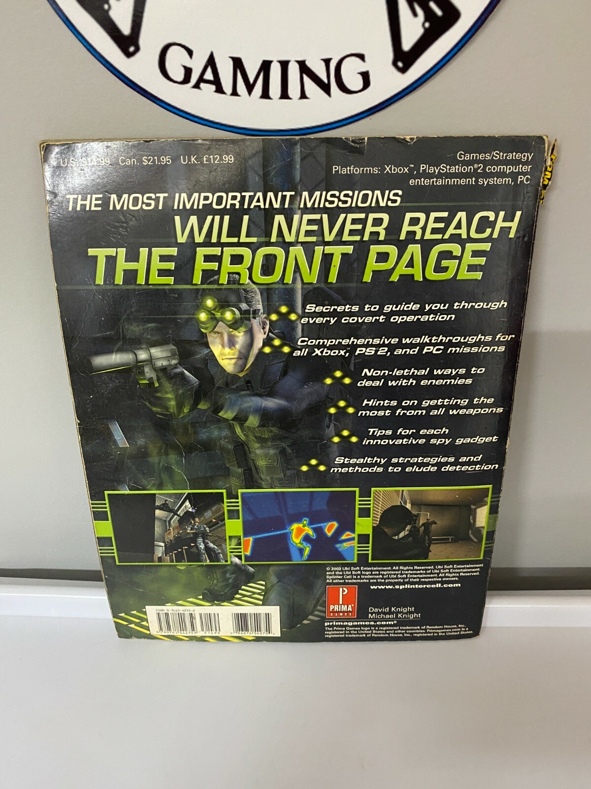 Splinter Cell Prima's Official Strategy Guide Book - FREE SHIPPING!