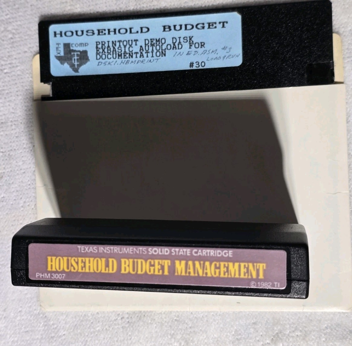 Vintage 1980's TI-99/4A Household Budget 5.25" Floppy Tex Comp PMH3007 Cartridge
