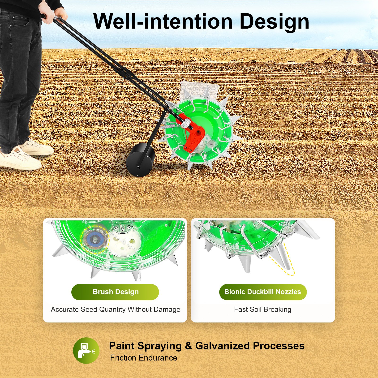 Seeder Machine Hand Push Roller Manual Soy Corn Carousel Precision Seeding Tool