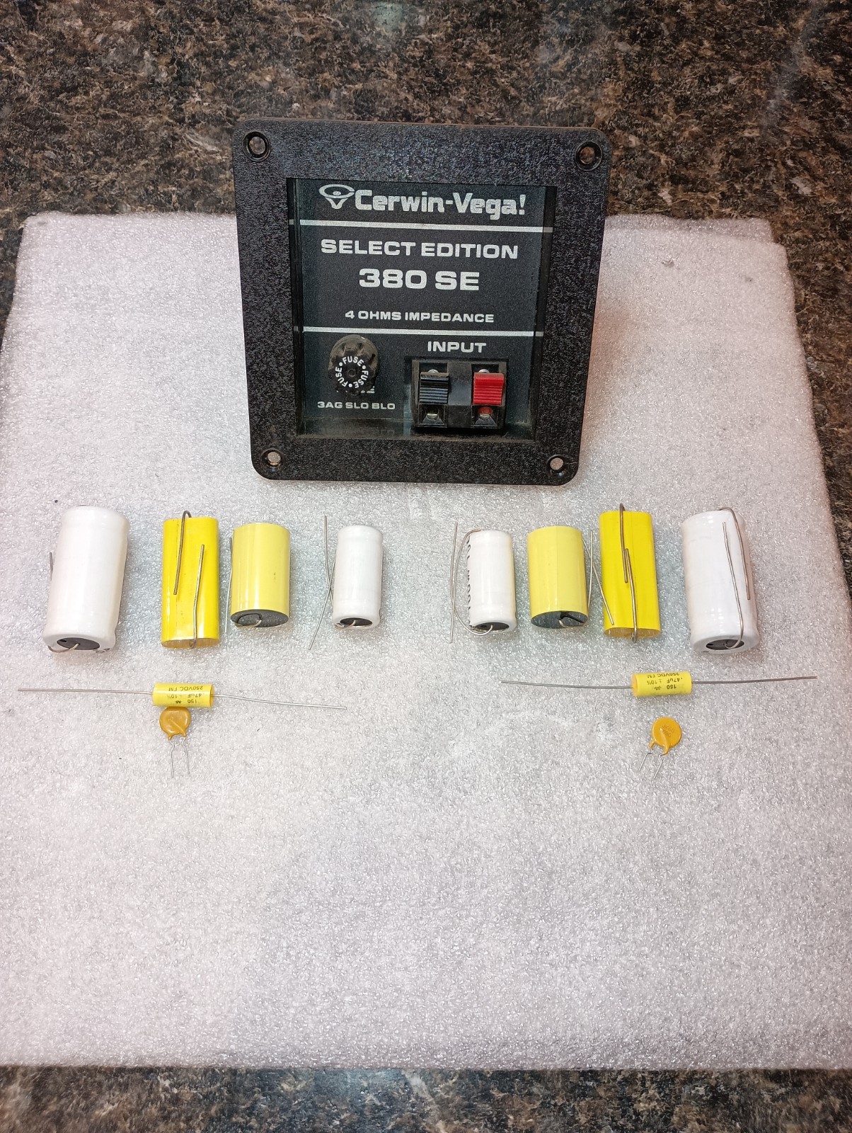 Cerwin Vega 380 SE Masonite Board Crossover Restoration  capacitor  Re Cap Kit