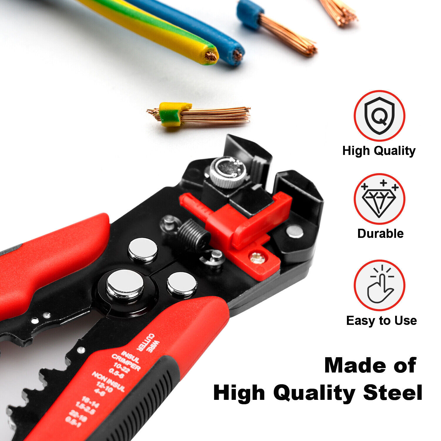 Self Adjusting Wire Stripper Cutter Crimper Cable Insulation Stripping Tools 8"