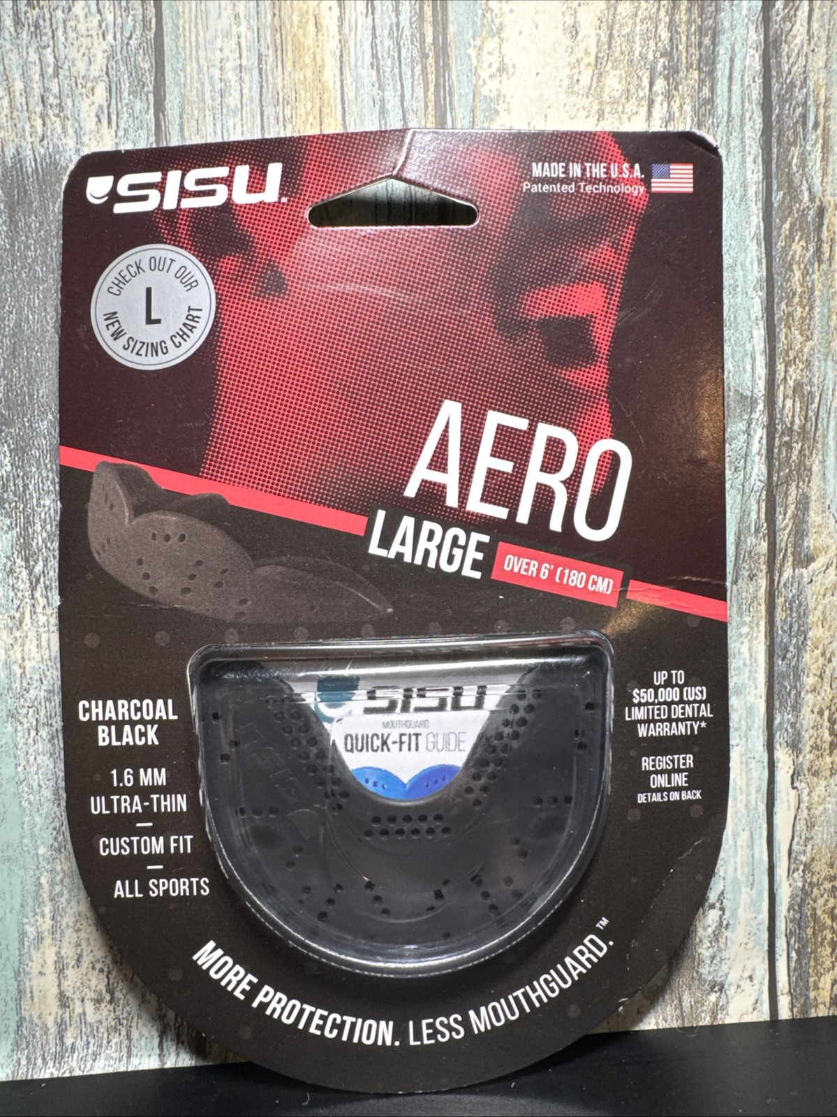 SISU Aero Mouthguard, Large, Black 1.6MM Ultra Thin Custome Fit All Sports