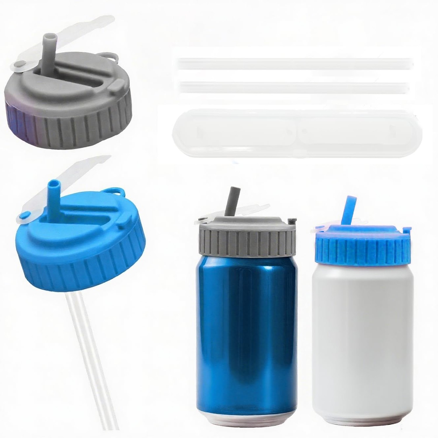 2-Pack Soda Can Lids With Reusable Straws BPA Free Can Covers For Soda With P...