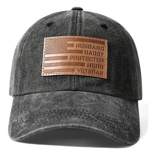 Vintage Funny Baseball Cap for Men, Adjustable Dad One Size Dark Gray-veteran