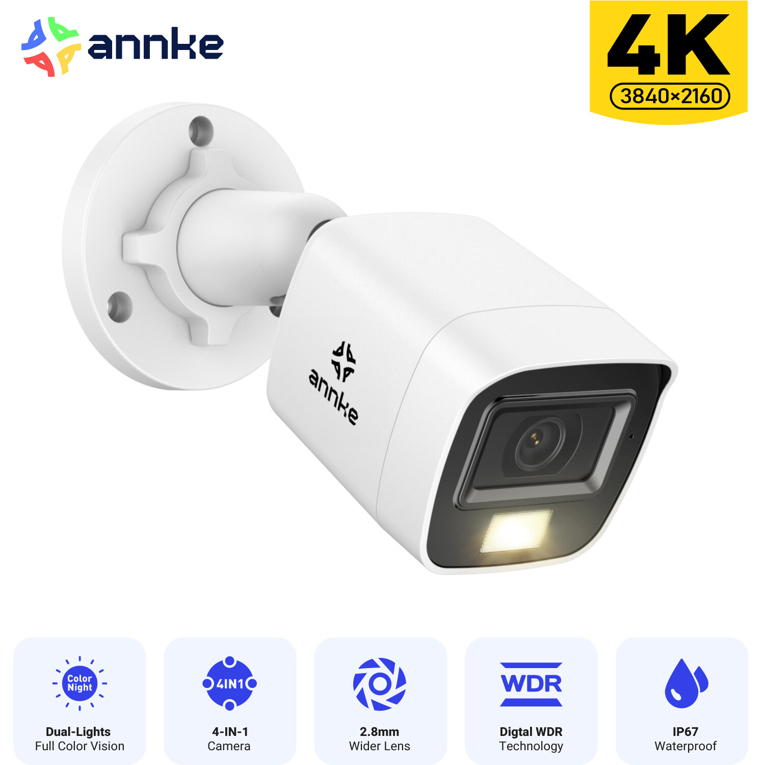 ANNKE 4K 8MP HD EXIR CCTV Security Camera Color Night Vision IP67 for TVI System