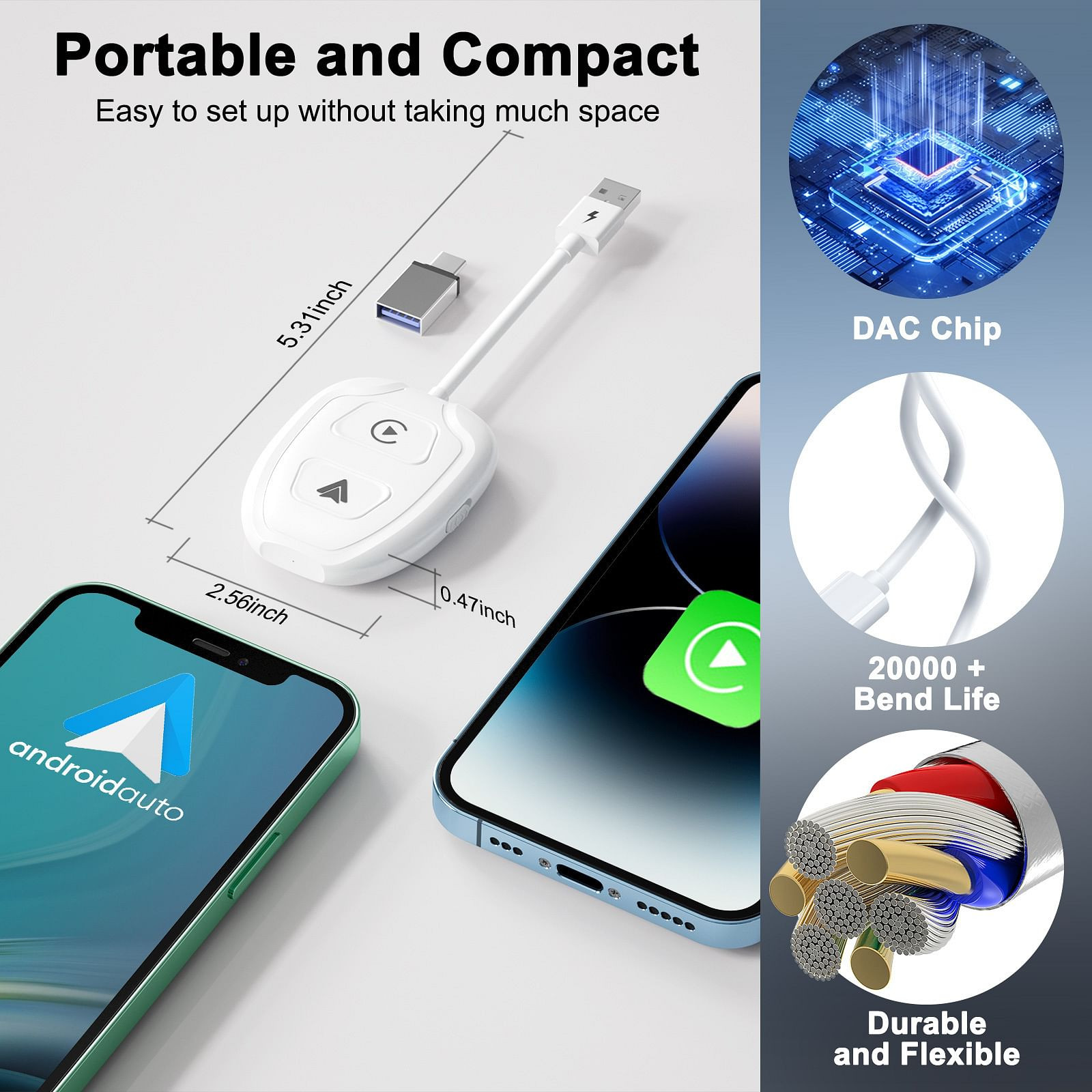 Wireless Adapter Dongle Converter Plug Play Auto Wireless Adapter Compatible for