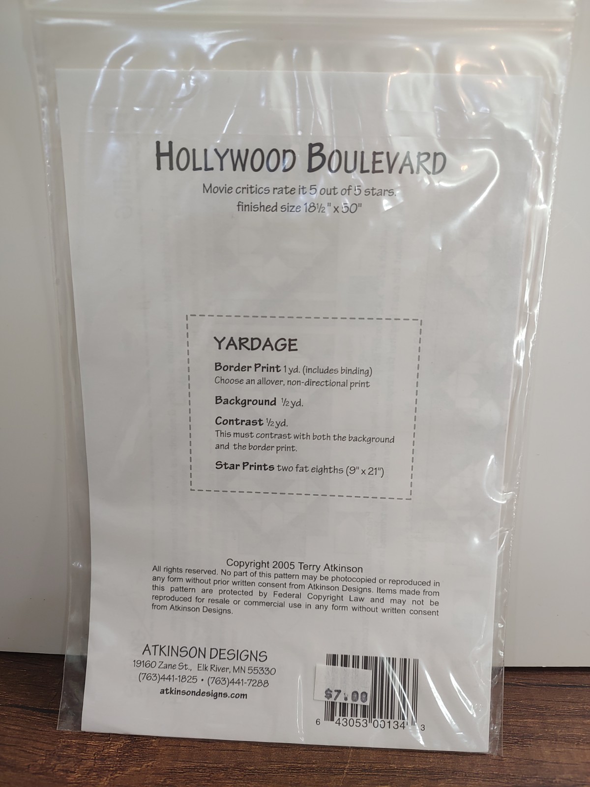 Hollywood Boulevard Quilted Tablerunner Pattern Atkinson Designs ATK-134
