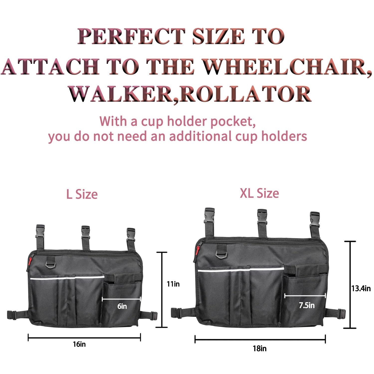 Large Walker Bag with Water Cup Holder,Walker Basket ,Foldable Walker Storage...