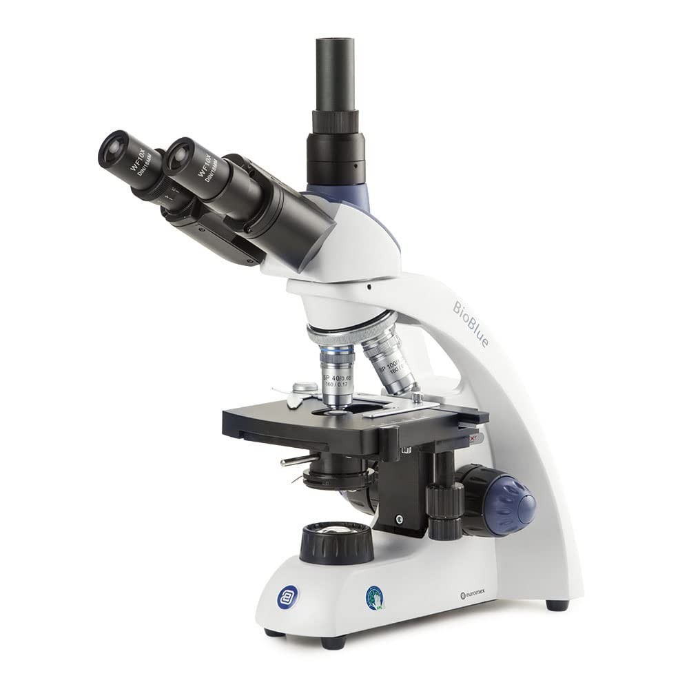 BioBlue Trinocular Compound Microscope SMP 4/10/S40/S100x Oil Objectives with...