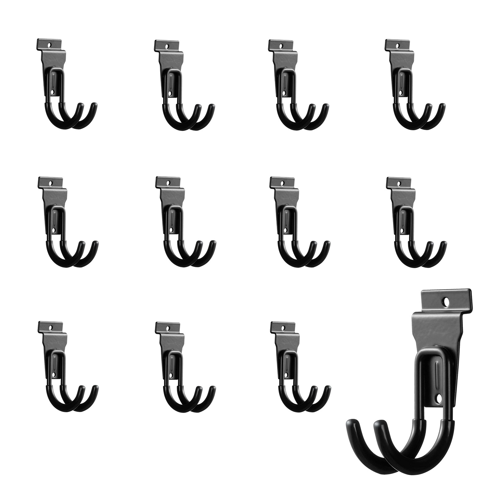12 Pack Black Small J Slatwall Hooks, Heavy Duty, Garage, Hangers, Accessory
