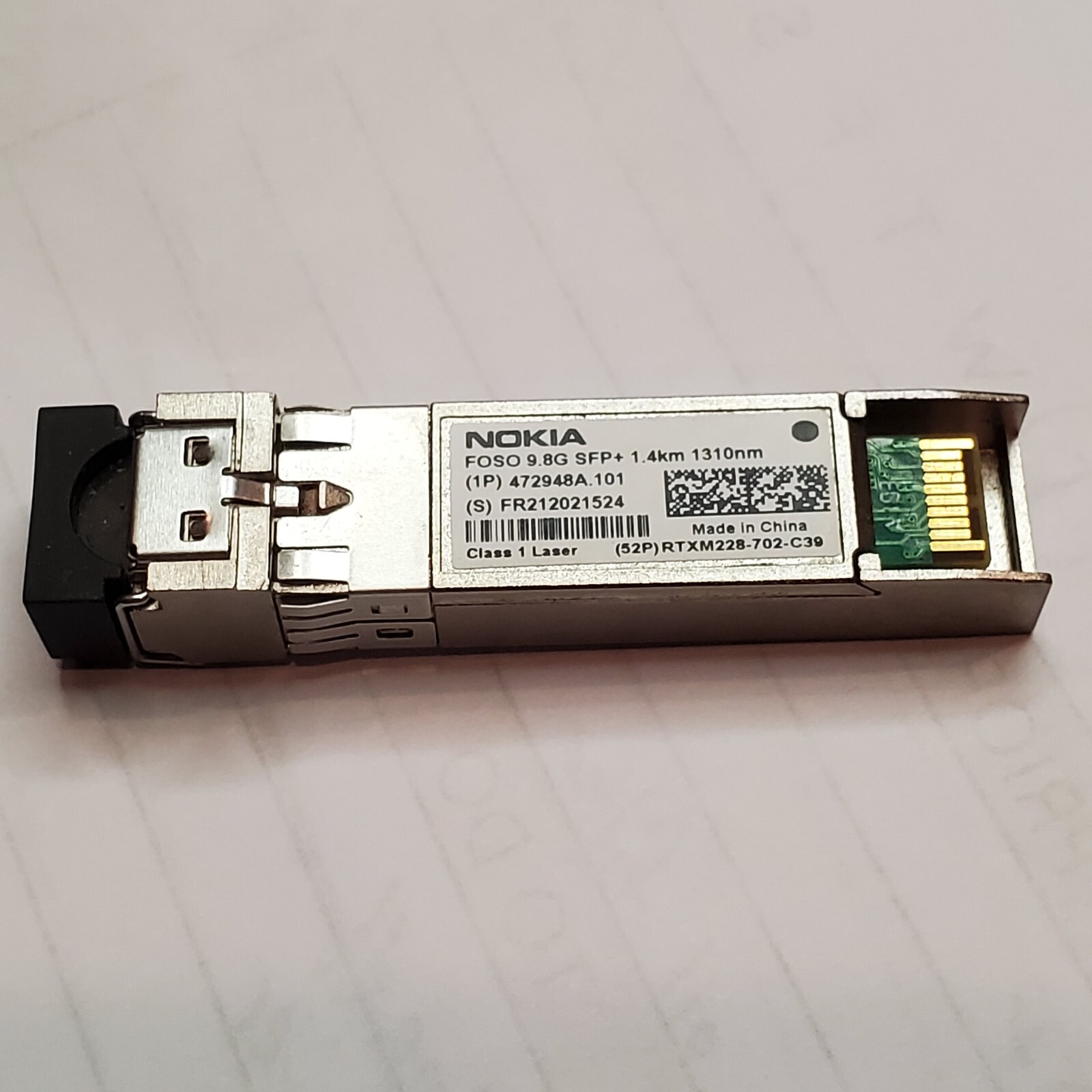 NOKIA FOSO SFP+ 9.8G 1.4km 1310nm 472948A.101 Fiber Transceiver Used