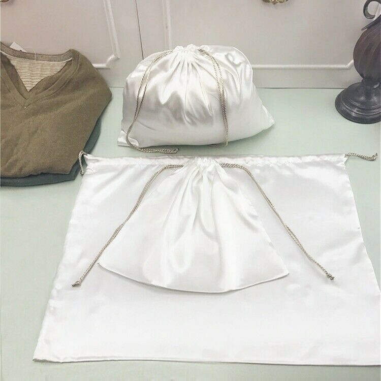 2 X Storage Drawstring Dust Bag Satin Pouch Jewelry Soft for Shoes Handbags