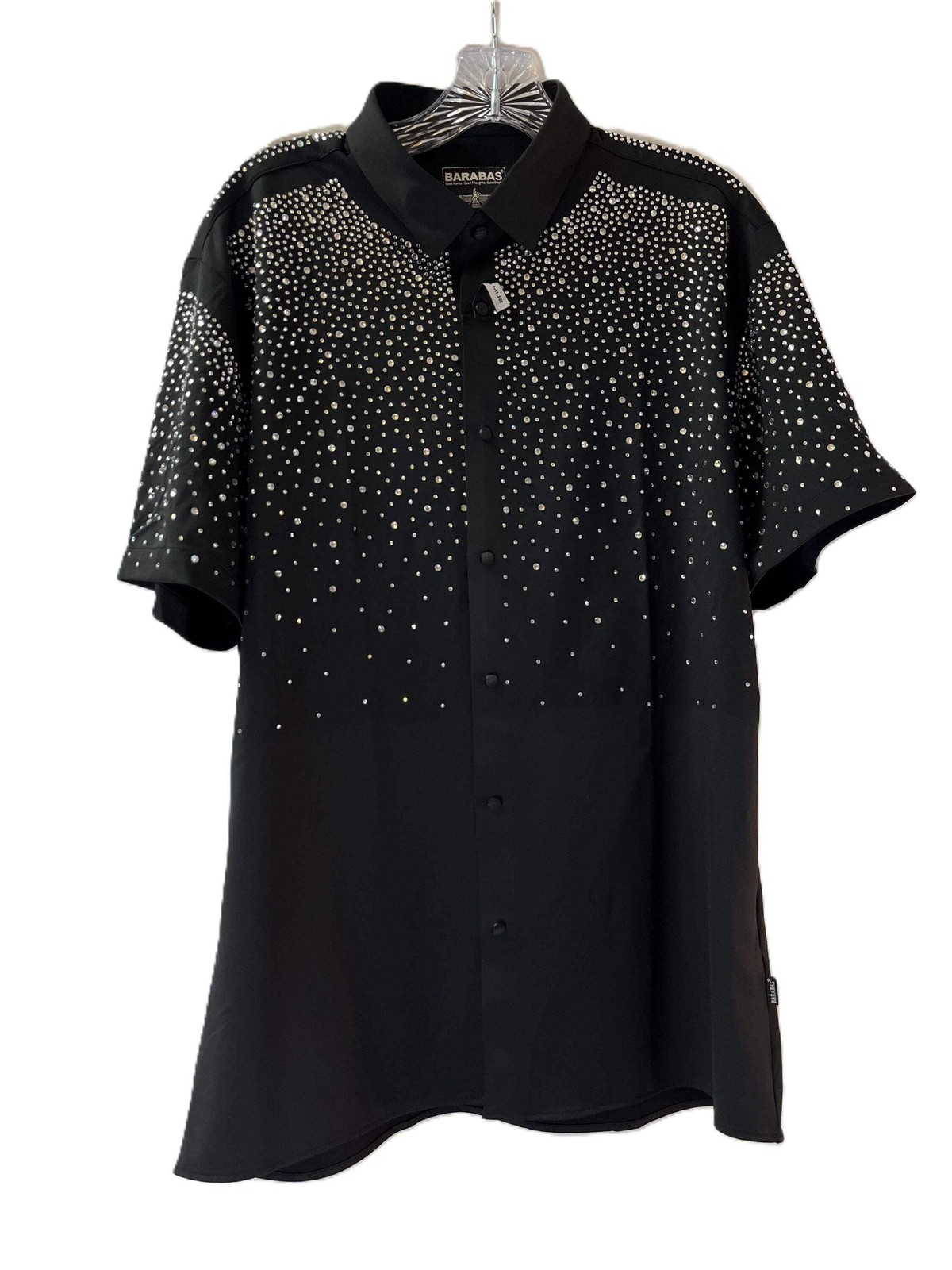 Men’s Rhinestone Studded Button-Down Shirt – Short Sleeve Statement Shirt | Stud