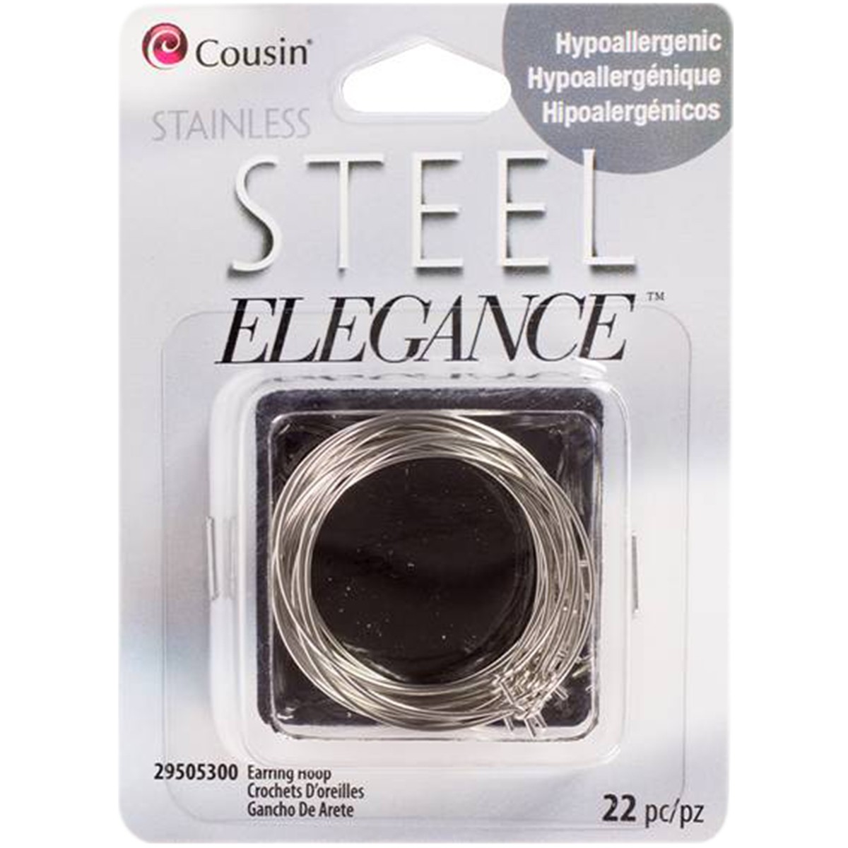 CousinDIY Stainless Steel Elegance Beads & Findings-Earring Hoops 22/Pk - 3 Pack