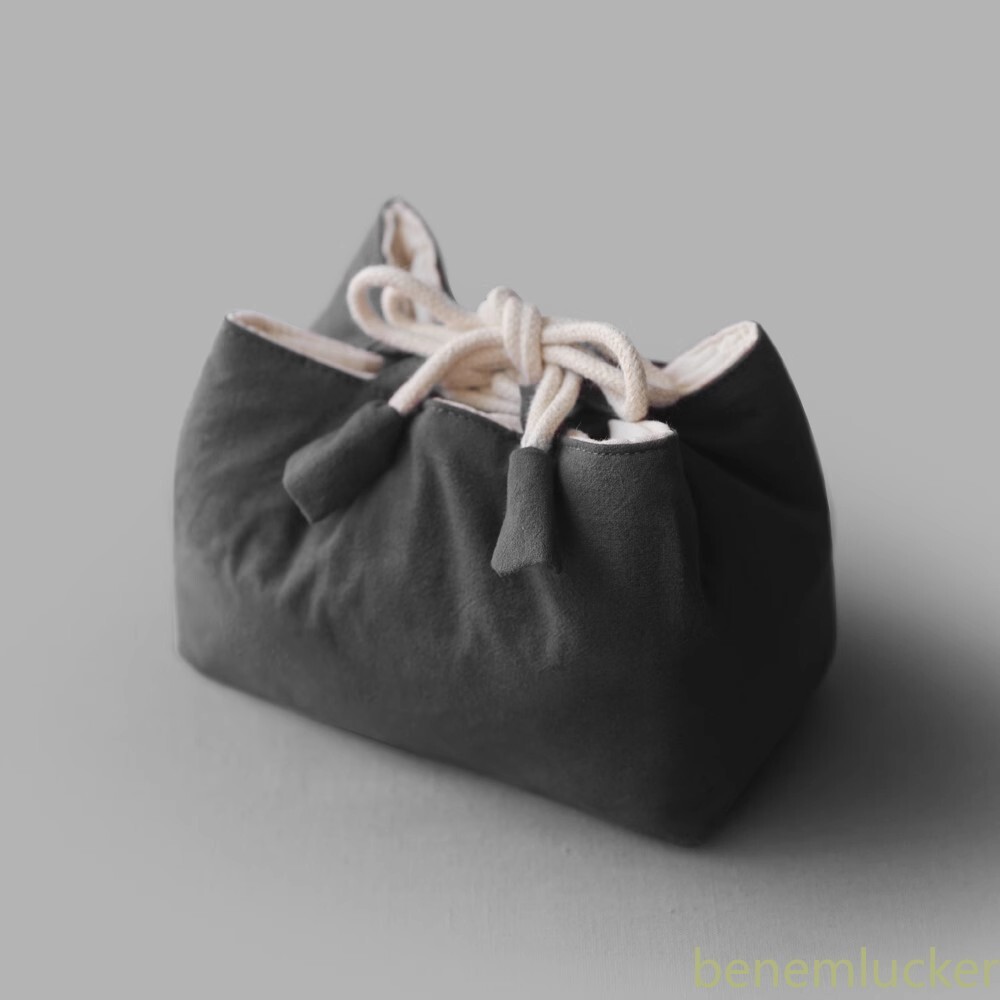 Thickened Storage Bag Solid Color Portable Tea Set Large Drawstring Cloth Bag