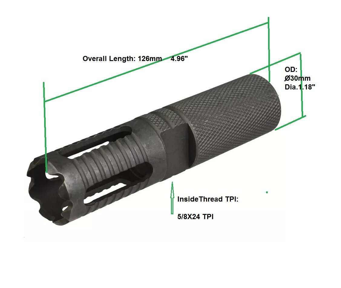 All Steel Phantom Muzzle Brake And Sound Forwarder Tube 5/8x24 TPI F 308 300 762